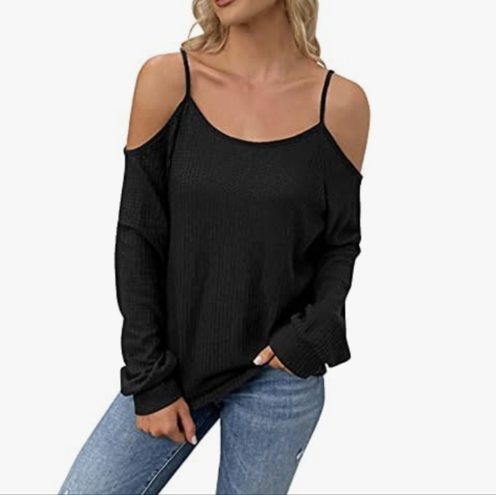 Antistar black off the shoulder long sleeve top